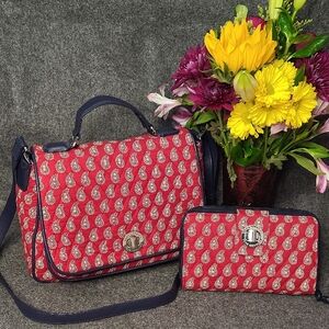 Vera Bradley Red and Blue Crossbody Bag Set